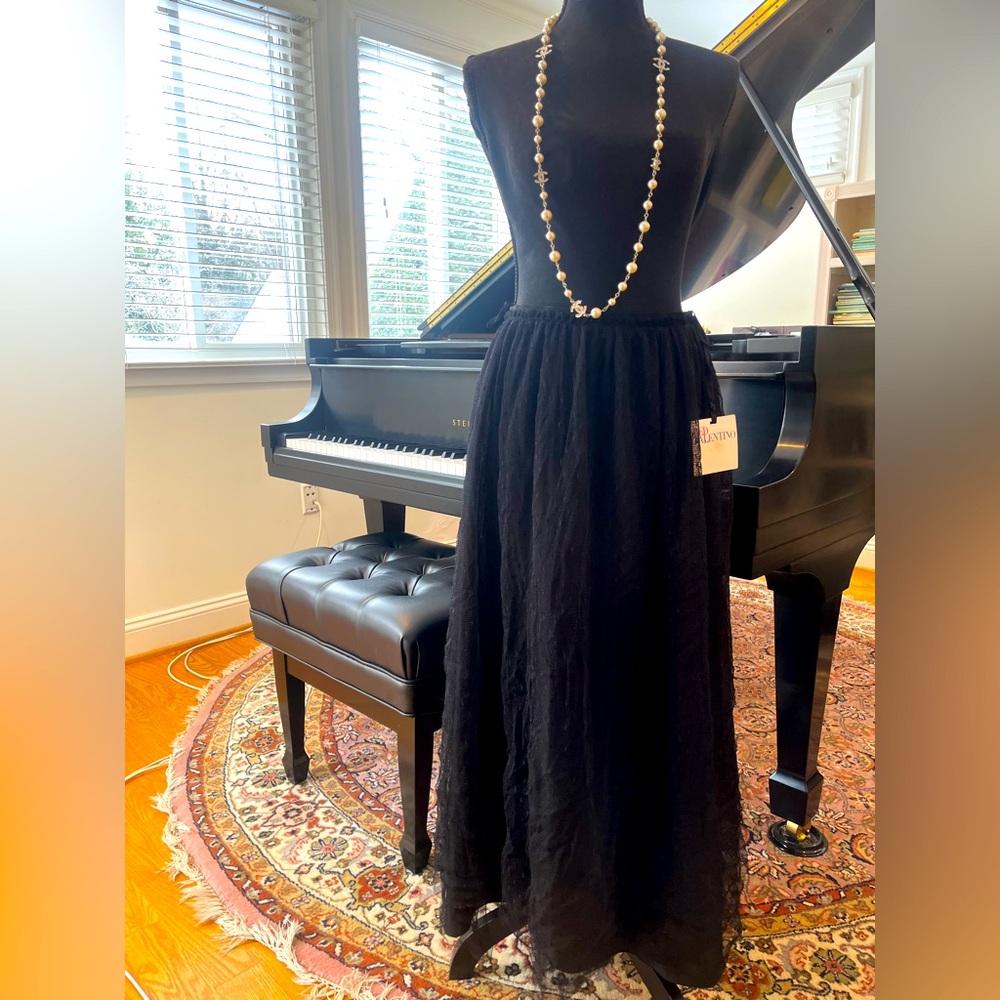 Red Valentino Black Tulle Skirt, Size 40.